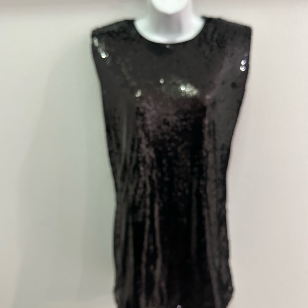 TCEC sleeveless Black Sequin Mini Dress